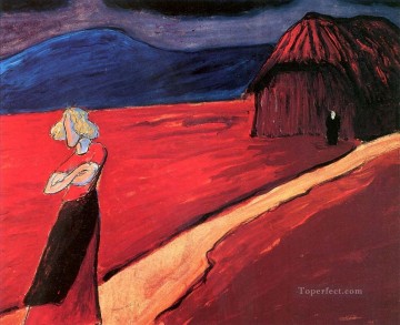 Expresionismo Painting - mujer de rojo Marianne von Werefkin Expresionismo